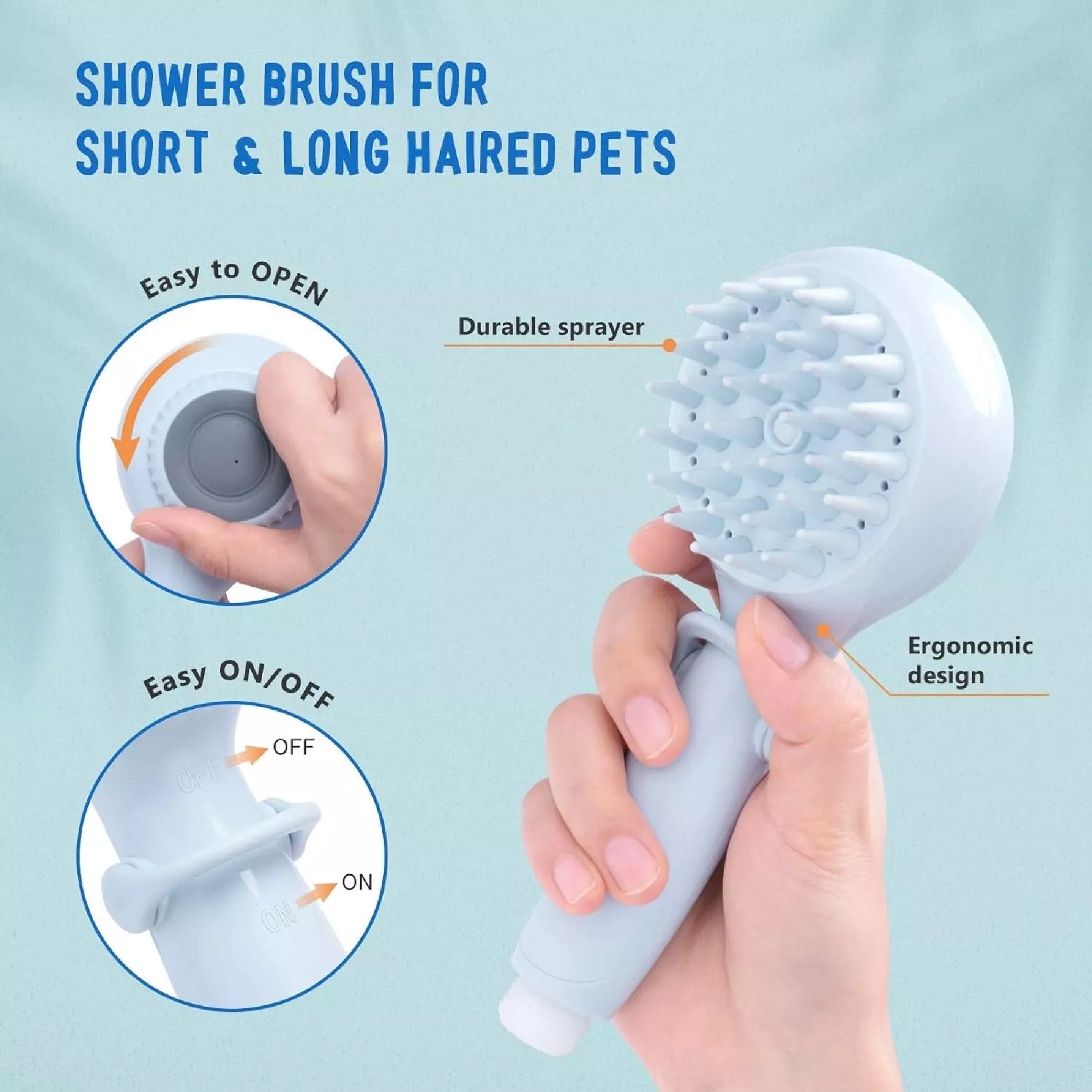 Ducha Mascotas 2en1 Cepillo Dispensador