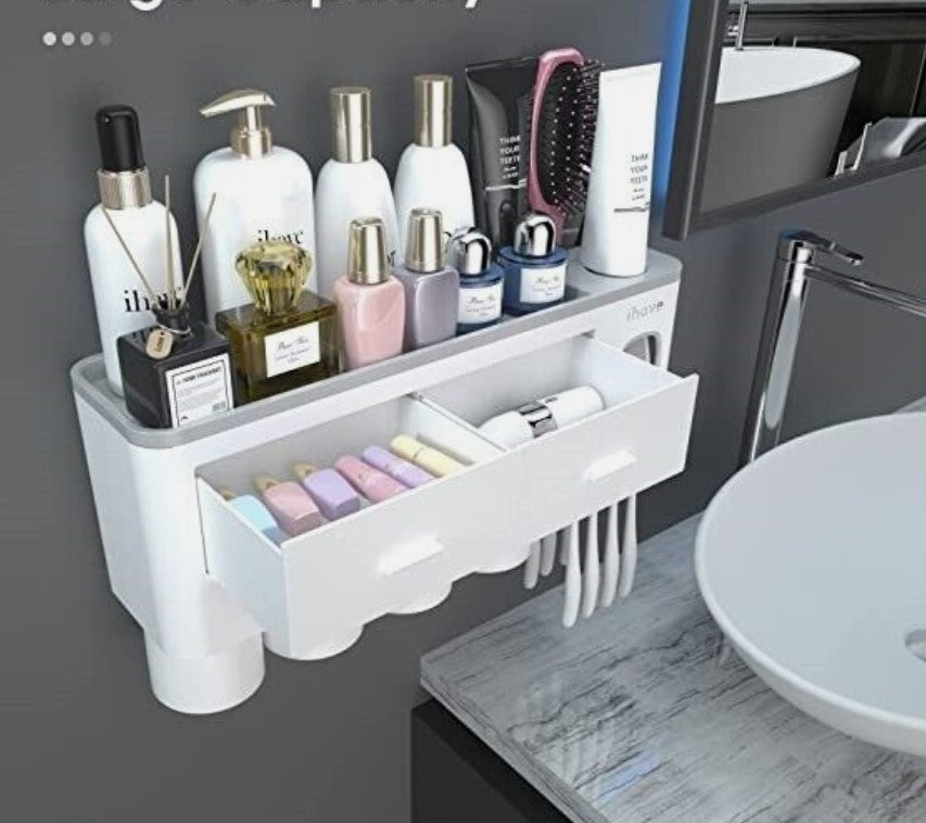 Organizador de baño con dispensador crema