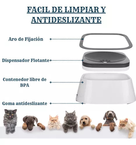 Bebedero anti - derrame para mascotas