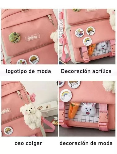 Bolso oso 5 piezas kawaii