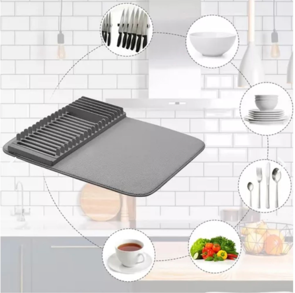 Escurridor de platos y tapete absorbente