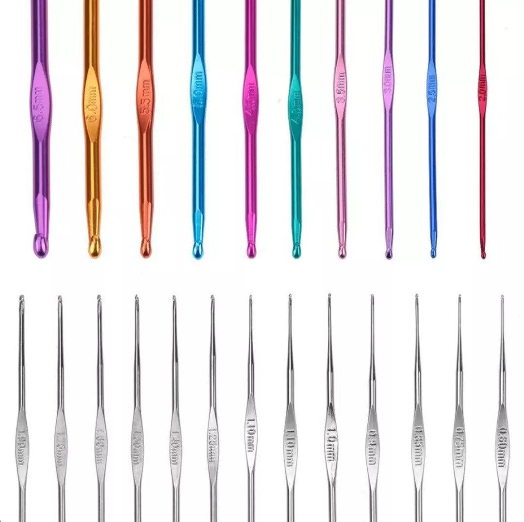 Set Agujas Crochet En Aluminio 100 Pcs