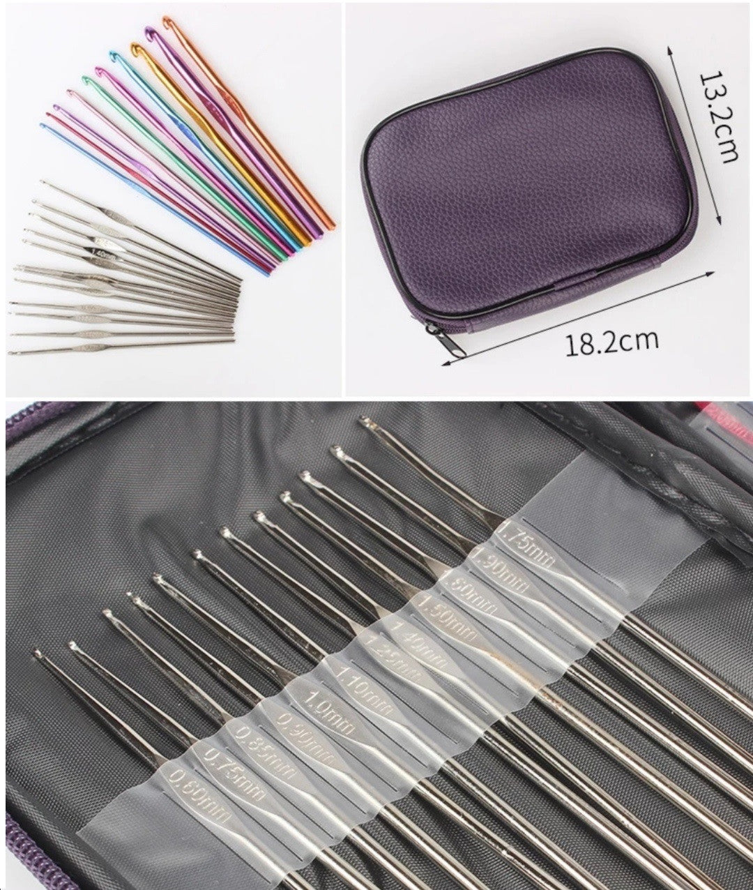 Set Agujas Crochet En Aluminio 100 Pcs