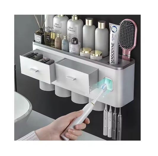 Organizador de baño con dispensador crema